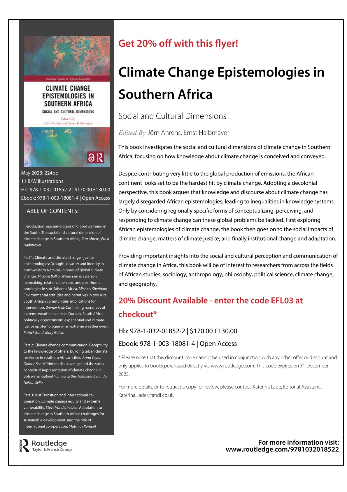 Climate Change Epistemologies in Southern Africa: Social and Cultural Dimensions